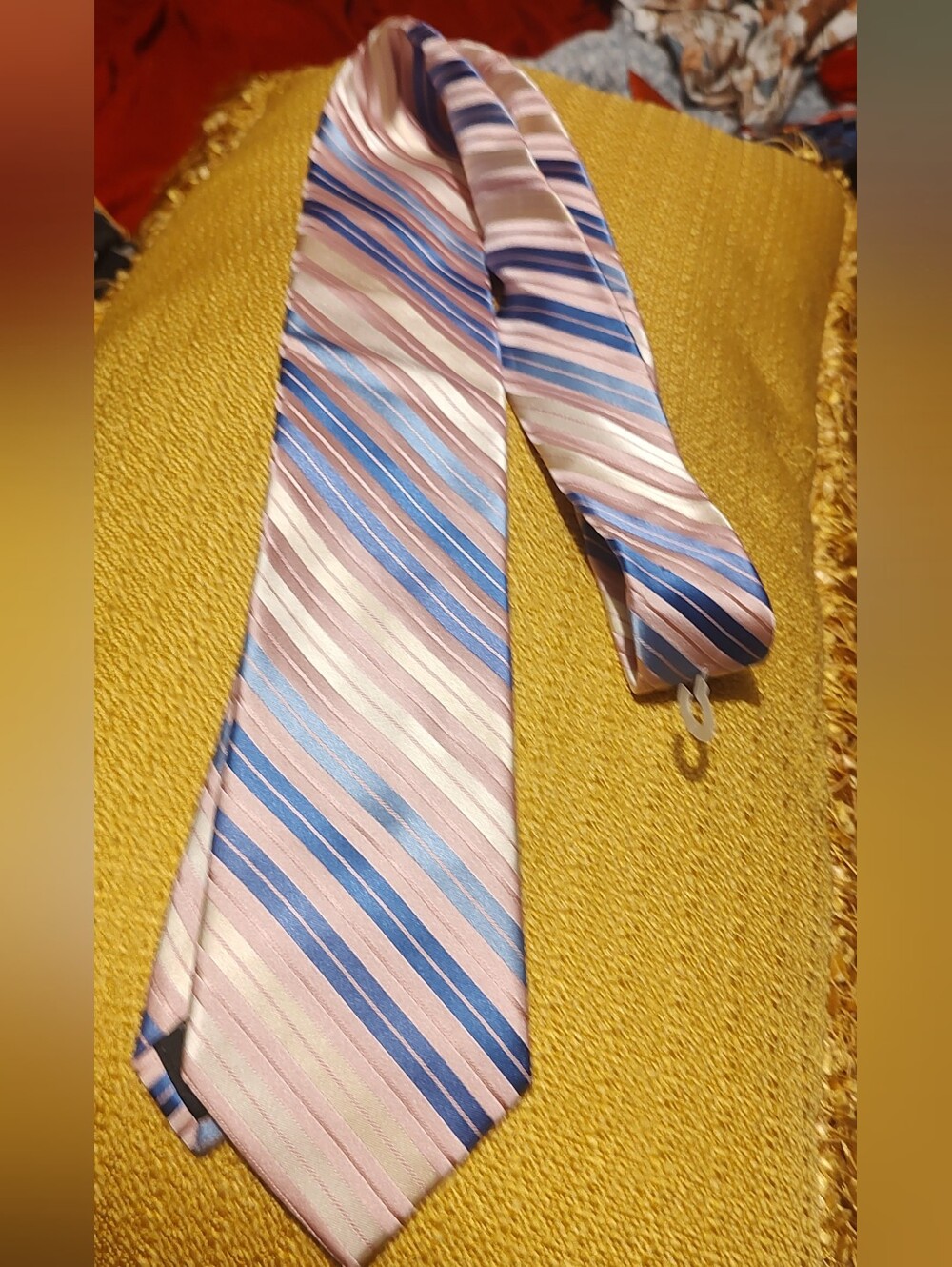 Michael Kors Pink, Blue and Cream Diagonal Stripe Tie